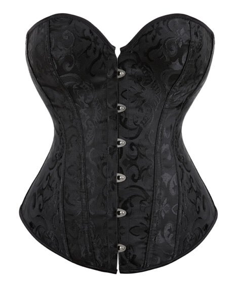 Elegant Jacquard Steel-Boned Corset with Lace-Up Back for Shaping and Support - Image 2