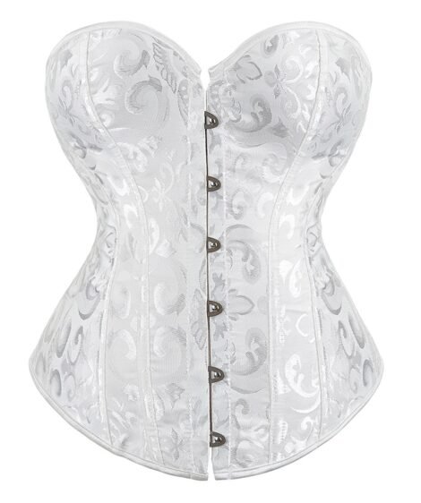 Elegant Jacquard Steel-Boned Corset with Lace-Up Back for Shaping and Support - Image 3