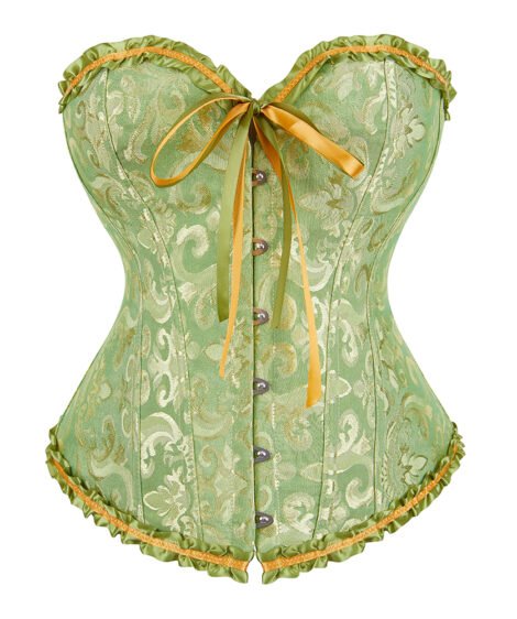 Elegant Gothic Jacquard Corset Top with Lace-Up Back & Satin Ribbons - Image 5
