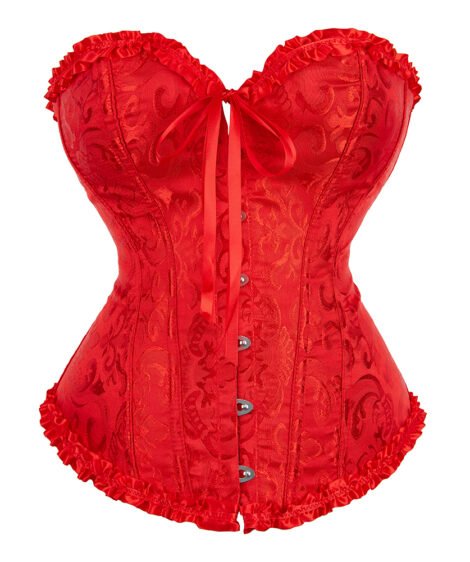 Elegant Gothic Jacquard Corset Top with Lace-Up Back & Satin Ribbons - Image 7