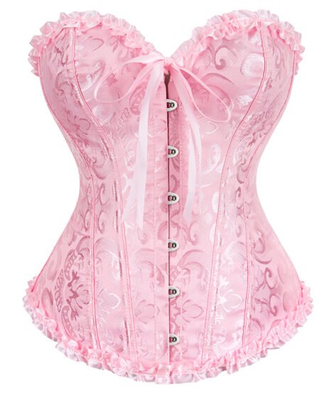 Elegant Gothic Jacquard Corset Top with Lace-Up Back & Satin Ribbons - Image 9