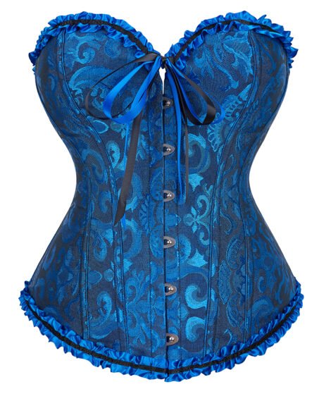 Elegant Gothic Jacquard Corset Top with Lace-Up Back & Satin Ribbons - Image 11