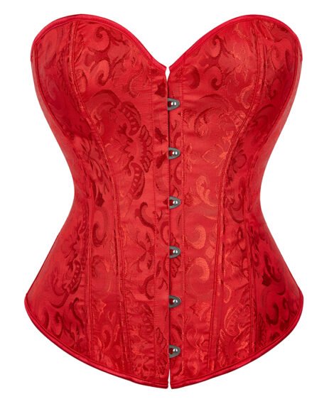 Elegant Jacquard Steel-Boned Corset with Lace-Up Back for Shaping and Support - Image 4