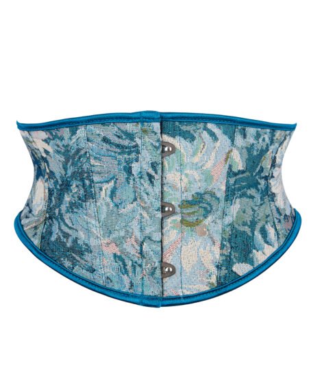 Azure Bloom Brocade Waist Cincher – Vintage Elegance with a Modern Twist - Image 2