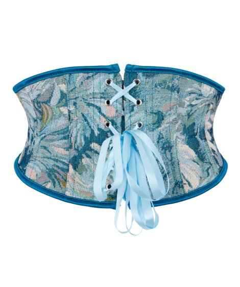 Azure Bloom Brocade Waist Cincher – Vintage Elegance with a Modern Twist - Image 3