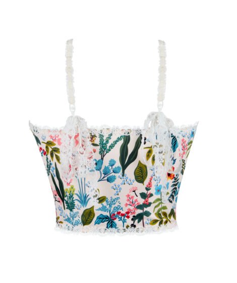 Midnight Garden Floral Lace-Up Corset Top with Adjustable Straps - Image 5