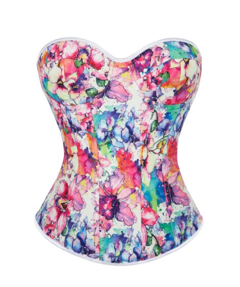 Floral Bliss - Colorful Printed Corset with Laced Back - Image 2