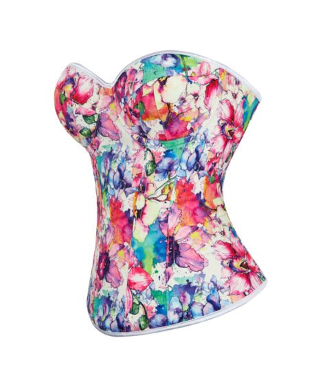 Floral Bliss - Colorful Printed Corset with Laced Back - Image 3