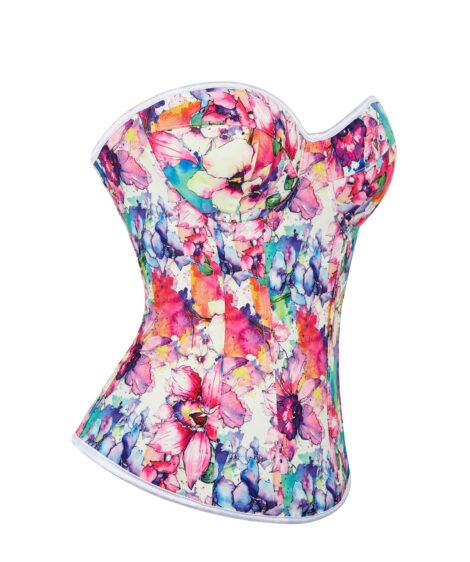 Floral Bliss - Colorful Printed Corset with Laced Back - Image 4