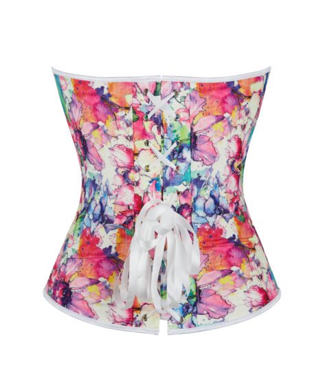 Floral Bliss - Colorful Printed Corset with Laced Back - Image 5