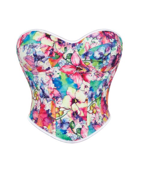 Vibrant Floral Printed Corset with Lace-Up Back - Image 2
