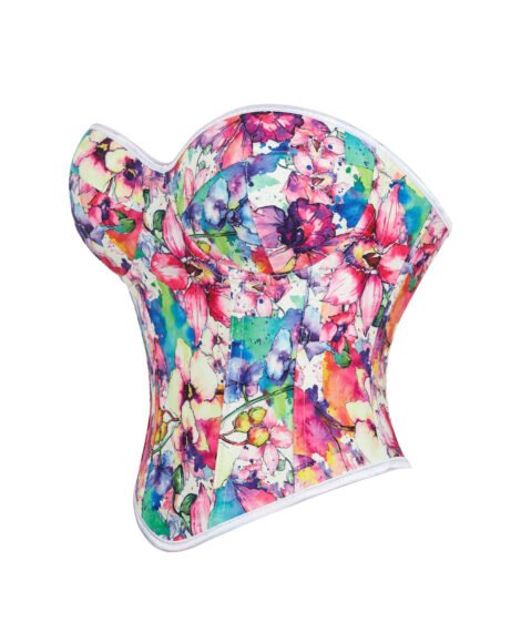 Vibrant Floral Printed Corset with Lace-Up Back - Image 3