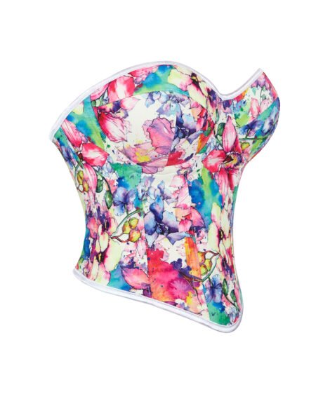 Vibrant Floral Printed Corset with Lace-Up Back - Image 4