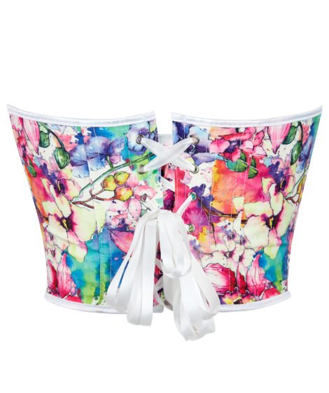Vibrant Floral Printed Corset with Lace-Up Back - Image 5