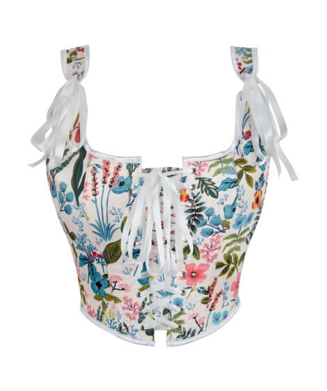 Wild Bloom Garden Print Corset Top – Whimsical Charm with Botanical Elegance - Image 4