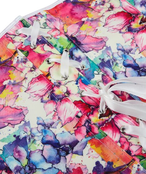 Floral Bliss - Colorful Printed Corset with Laced Back - Image 8