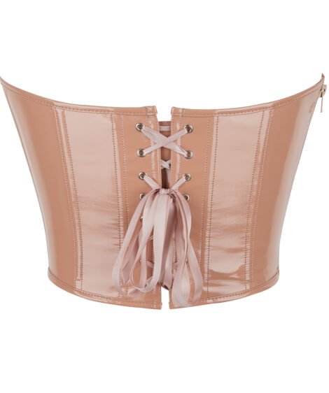 Classic Chic Nude Patent Leather Corset – Sleek, Glossy, and Curve-Defining - Image 5