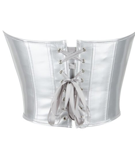 Gleaming Silver Corset with Structured Support and Adjustable Lace-up Design - Image 5