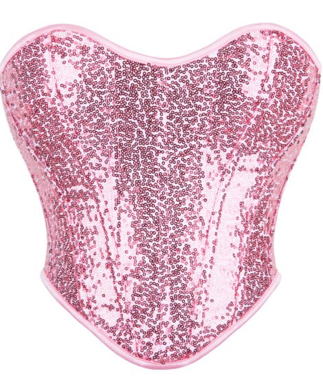 Sparkling Pink Sequin Corset for an Alluring, Shaped Look - Image 2