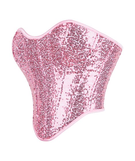 Sparkling Pink Sequin Corset for an Alluring, Shaped Look - Image 3
