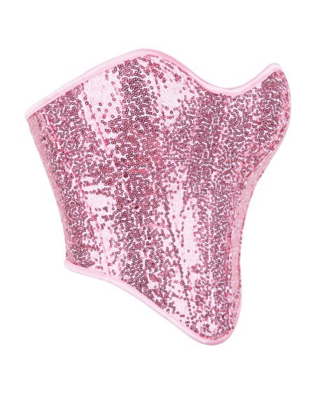 Sparkling Pink Sequin Corset for an Alluring, Shaped Look - Image 4