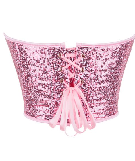 Sparkling Pink Sequin Corset for an Alluring, Shaped Look - Image 5