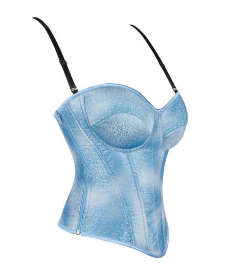 Elegant Ice-Blue Sequin Corset with Lace-up Back and Adjustable Straps - Image 4