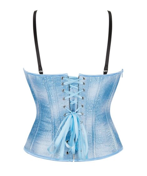 Elegant Ice-Blue Sequin Corset with Lace-up Back and Adjustable Straps - Image 5