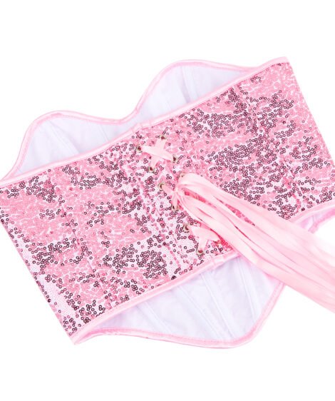 Sparkling Pink Sequin Corset for an Alluring, Shaped Look - Image 6