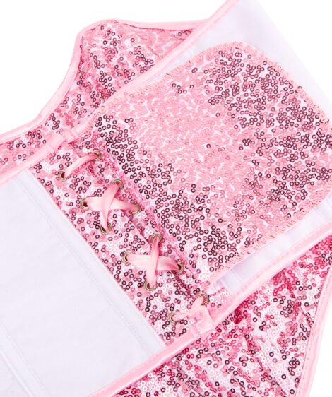 Sparkling Pink Sequin Corset for an Alluring, Shaped Look - Image 9