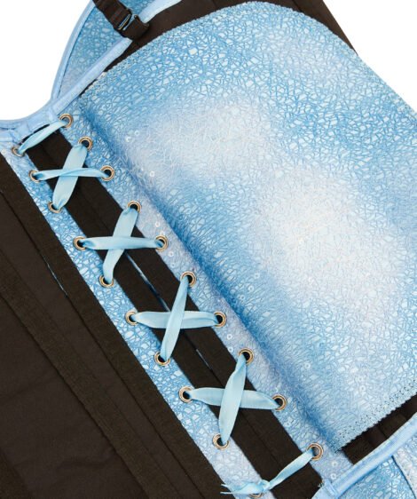 Elegant Ice-Blue Sequin Corset with Lace-up Back and Adjustable Straps - Image 8