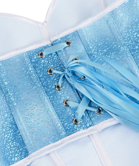 Elegant Ice Blue Lace-Up Corset with Adjustable Straps - Image 6