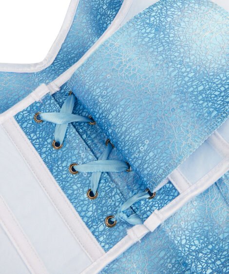Elegant Ice Blue Lace-Up Corset with Adjustable Straps - Image 9