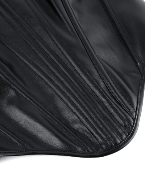 Sleek Black Faux Leather Corset with Lace Details - Image 9