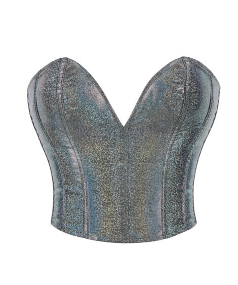 Shimmering Iridescent Corset with Bold Pinstripe Design - Image 2