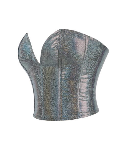 Shimmering Iridescent Corset with Bold Pinstripe Design - Image 3