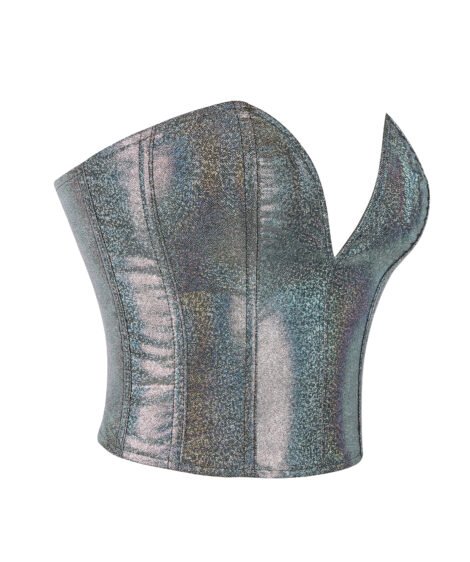 Shimmering Iridescent Corset with Bold Pinstripe Design - Image 4