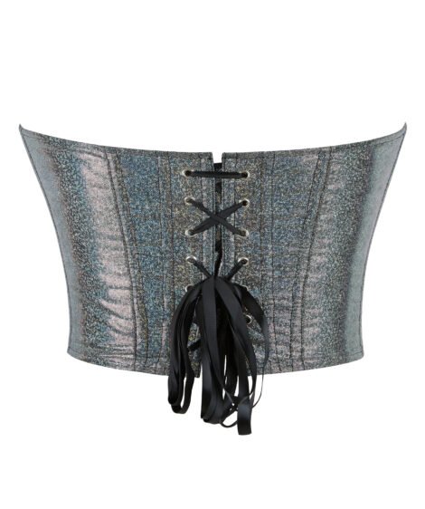 Shimmering Iridescent Corset with Bold Pinstripe Design - Image 5