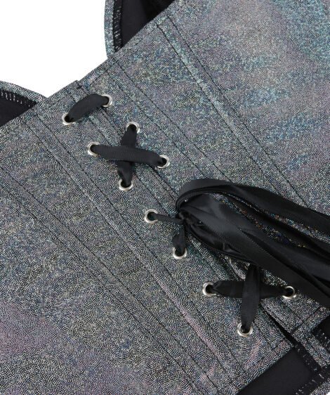 Shimmering Iridescent Corset with Bold Pinstripe Design - Image 7