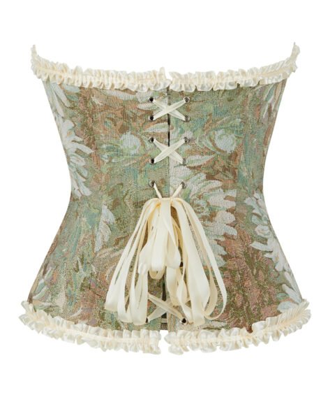 Elegant Floral Corset with Satin Ribbons and Lace Trim - Image 5
