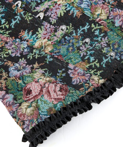Floral Embroidered Corset with Lace Trim and Satin Ribbon Details - Image 7