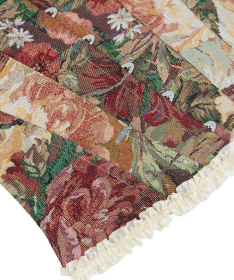 Floral Jacquard Corset with Satin Ribbon Ties and Lace Trim - Image 7