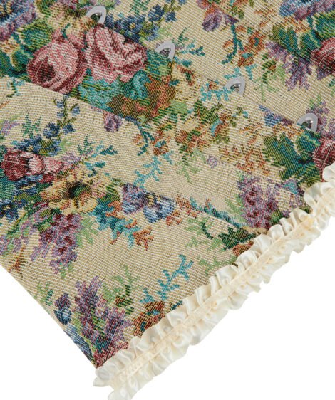 Vintage Floral Jacquard Corset with Satin Ribbon and Lace Trim - Image 7