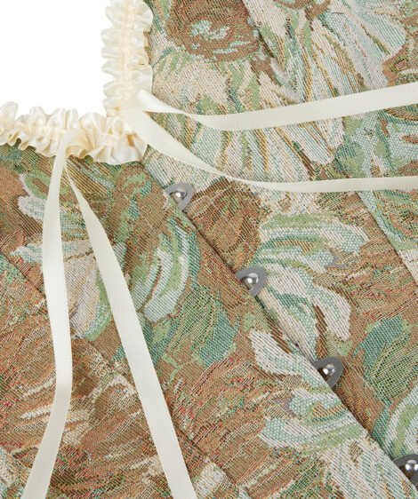 Elegant Floral Corset with Satin Ribbons and Lace Trim - Image 6