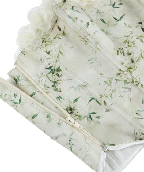 Elegant Floral Lace-Up Corset with Floral Accents and Delicate Detailing - Image 9
