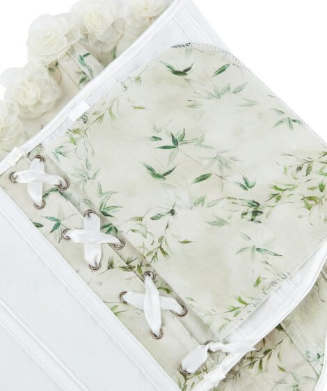 Elegant Floral Lace-Up Corset with Floral Accents and Delicate Detailing - Image 7