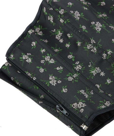 Floral-Embroidered Black Lace-Up Corset with Satin Finish - Image 7