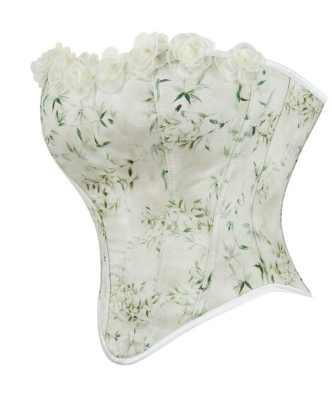 Elegant Floral Lace-Up Corset with Floral Accents and Delicate Detailing - Image 3