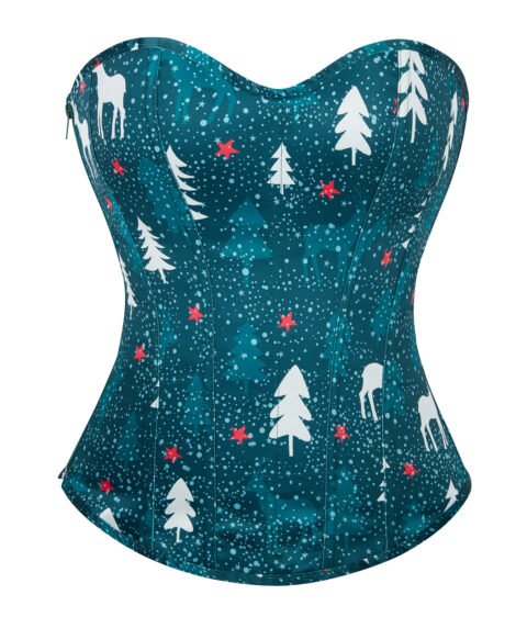 Holiday-Themed Christmas Corset with Deer and Snowflake Pattern - Image 2