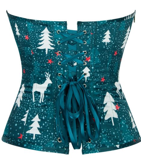 Holiday-Themed Christmas Corset with Deer and Snowflake Pattern - Image 3